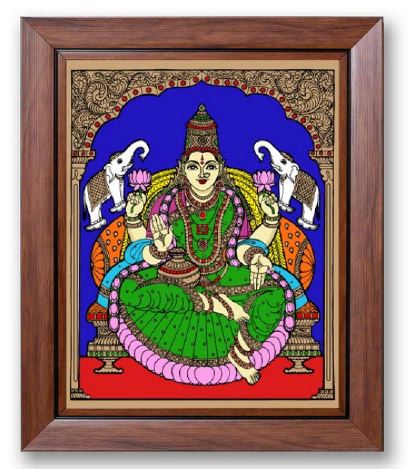 Ganesh Lakshmi Sarasvati Tanjore Reverse Glass Painting Wall Art By Tamrapatra