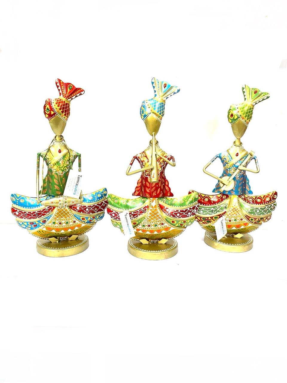 Colorful Painting On Splendid Metal Musician Traditional Handicrafts By Tamrapatra