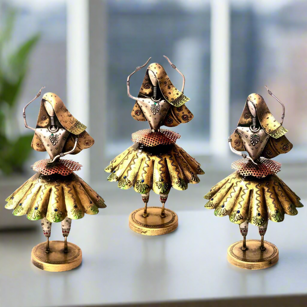 Dancing Doll In Navratri Style With Traditional Outfit Metal From Tamrapatra