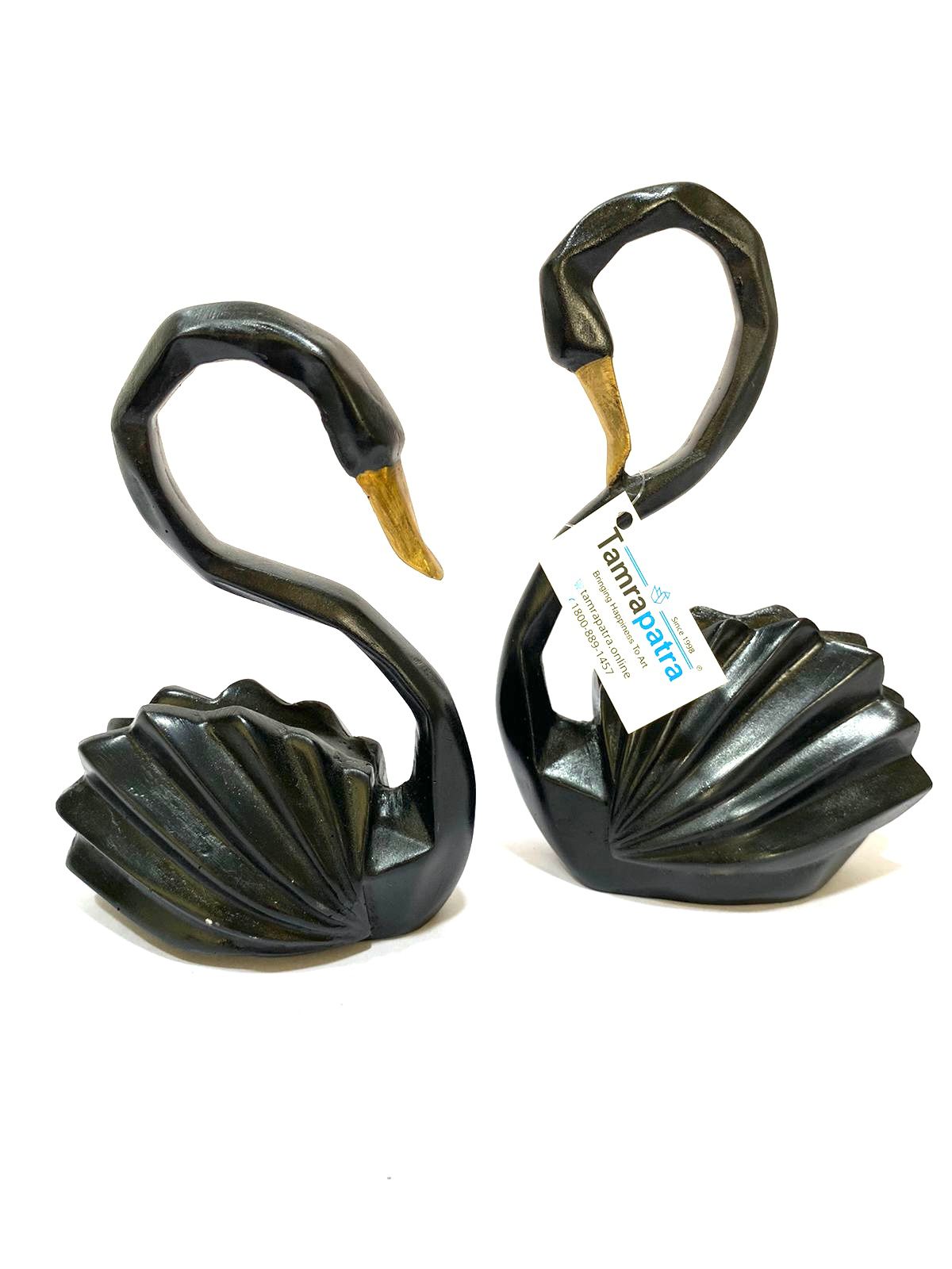 Swan Pair Geometrical Shape Modern Set Of 2 Birds Home Décor By Tamrapatra