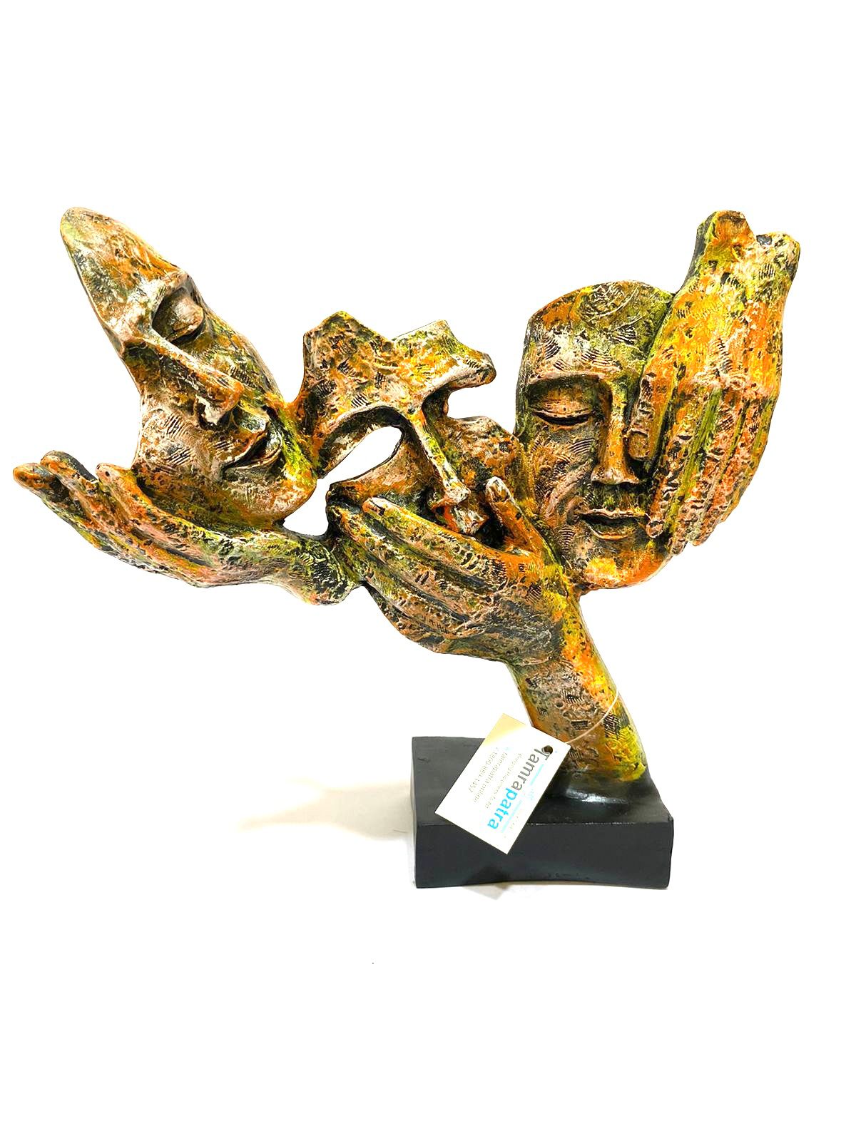 3 Faces Sculpture Artwork Interior Design Ideas With Modern Artefacts Tamrapatra