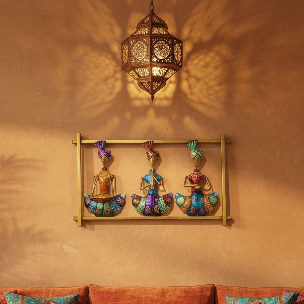 3 Sitting Musicians In Frame Dazzling Metal Hanging Wall Art By Tamrapatra