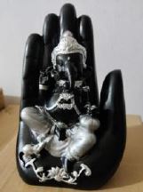 Sculpture Resin Ganesha Buddha On Hand Palm Showpiece By Tamrapatra