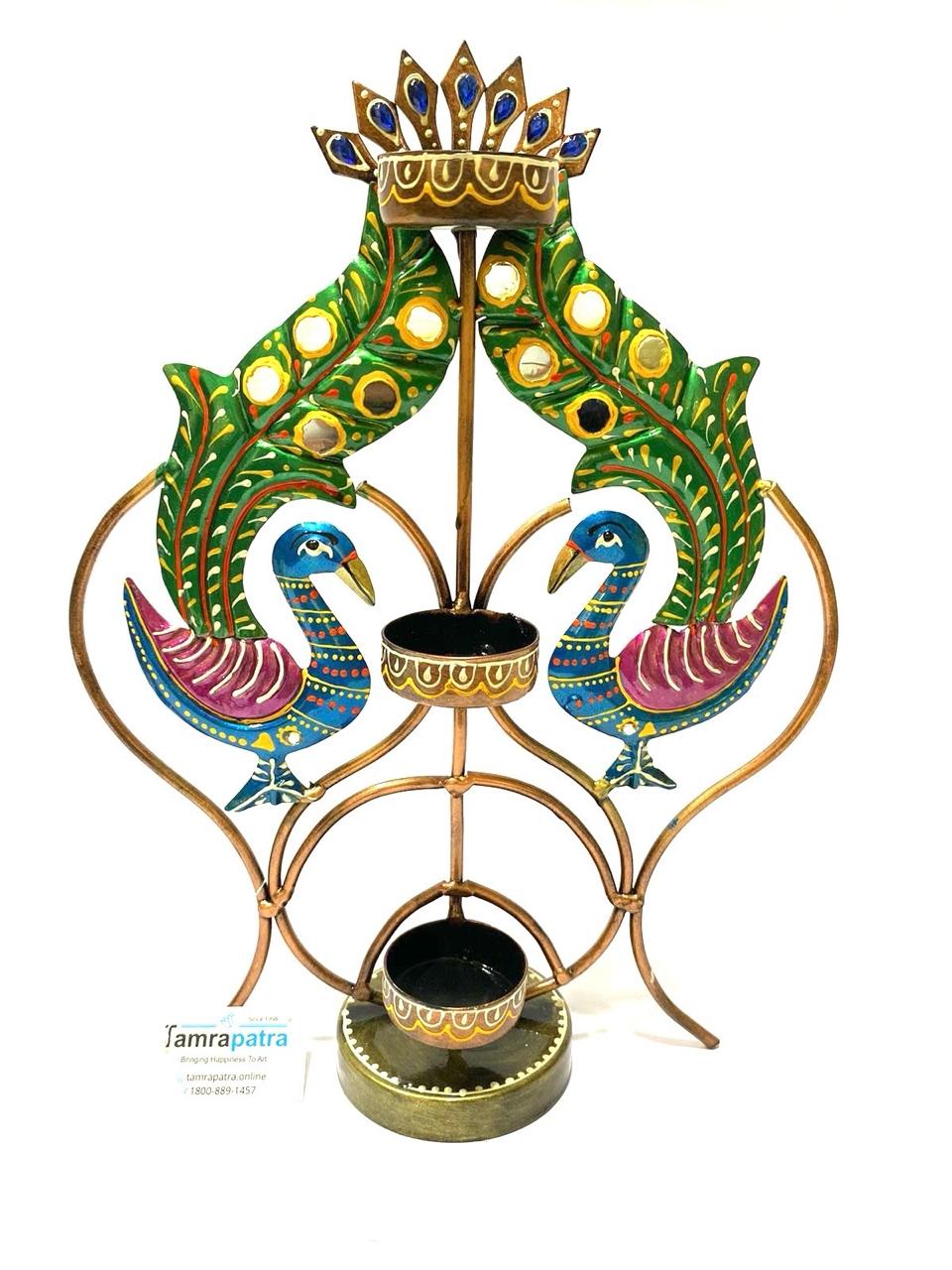 Exclusive Peacock Tealight Stand Home Candle Festival Decoration By Tamrapatra