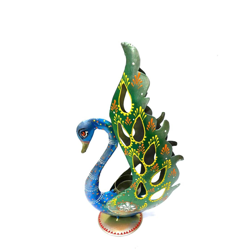 Peacock Metal Art Creations Candle Holders Decoration Exclusive Arts Tamrapatra