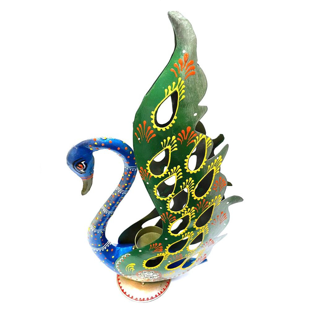 Peacock Metal Art Creations Candle Holders Decoration Exclusive Arts Tamrapatra