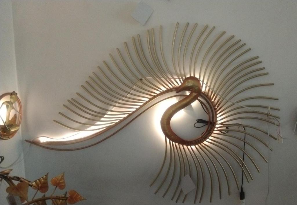 Peacock Beautiful Bird With Outlandish LED Lights Metal Wall Décor By Tamrapatra