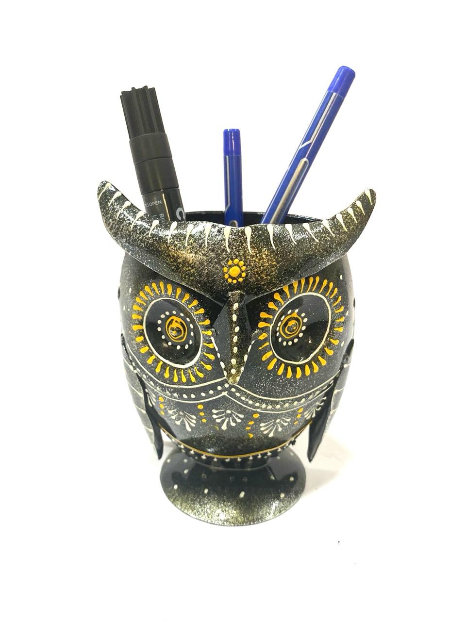 Owl Pen Flower Stand Hand Painted Metal Gifting Ideas Corporate By Tamrapatra