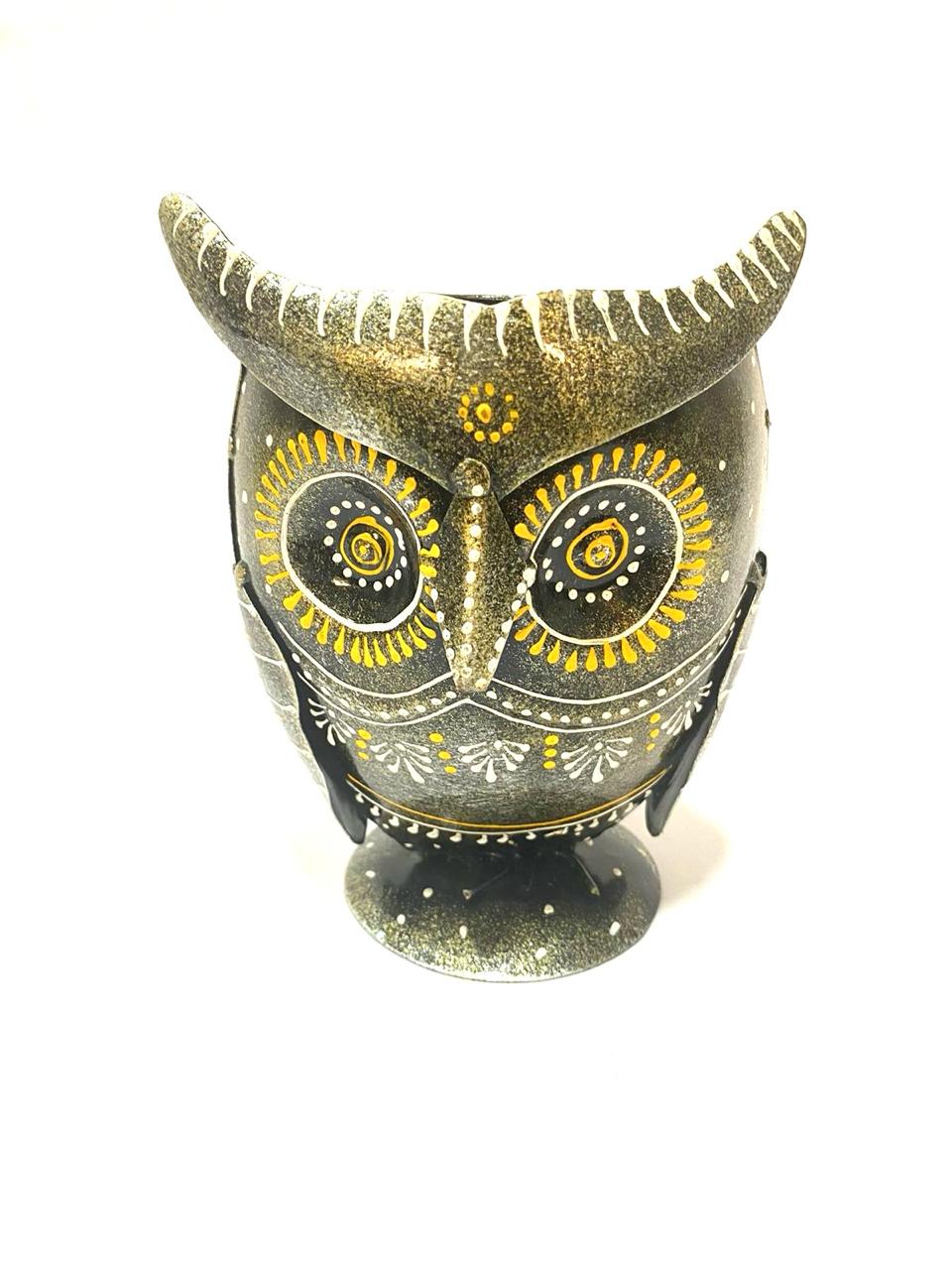 Owl Pen Flower Stand Hand Painted Metal Gifting Ideas Corporate By Tamrapatra