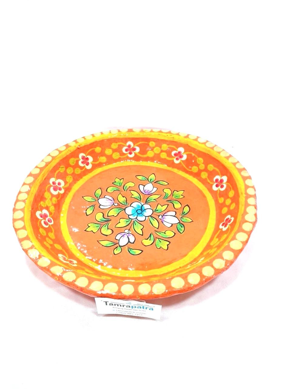 Platter Leaf Floral Orange Paper Mache Exclusive Décor Various Size By Tamrapatra