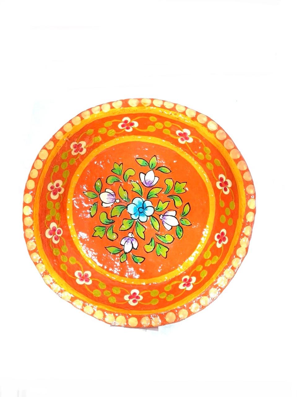 Platter Leaf Floral Orange Paper Mache Exclusive Décor Various Size By Tamrapatra