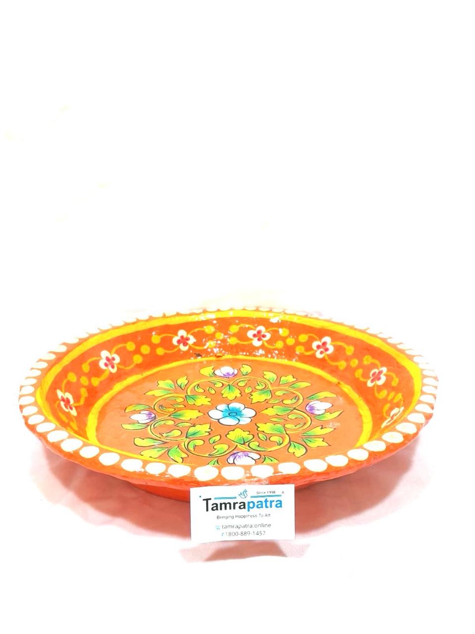 Platter Leaf Floral Orange Paper Mache Exclusive Décor Various Size By Tamrapatra