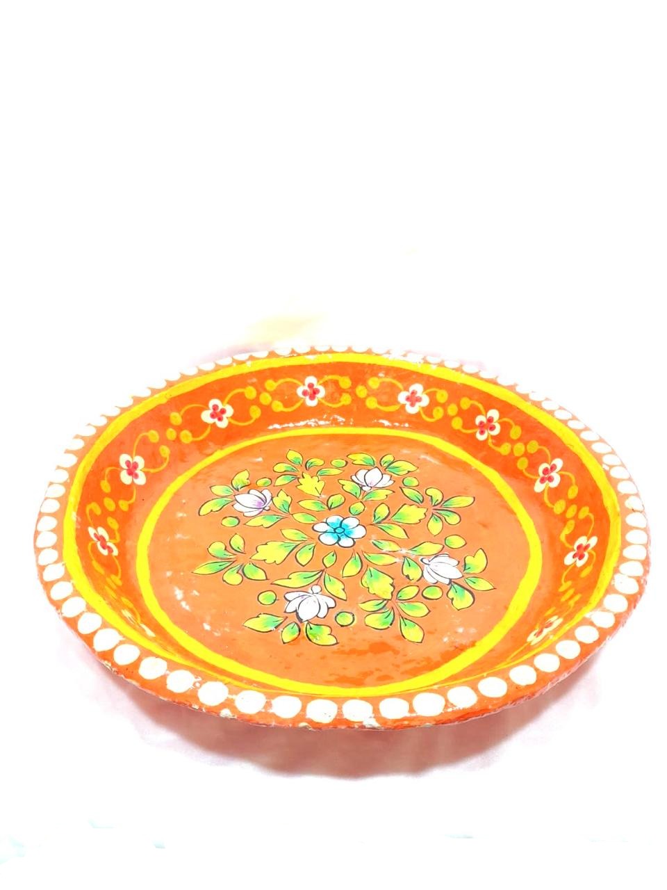 Platter Leaf Floral Orange Paper Mache Exclusive Décor Various Size By Tamrapatra