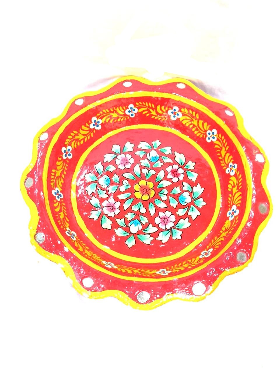 Platter Leaf Floral Orange Paper Mache Exclusive Décor Various Size By Tamrapatra