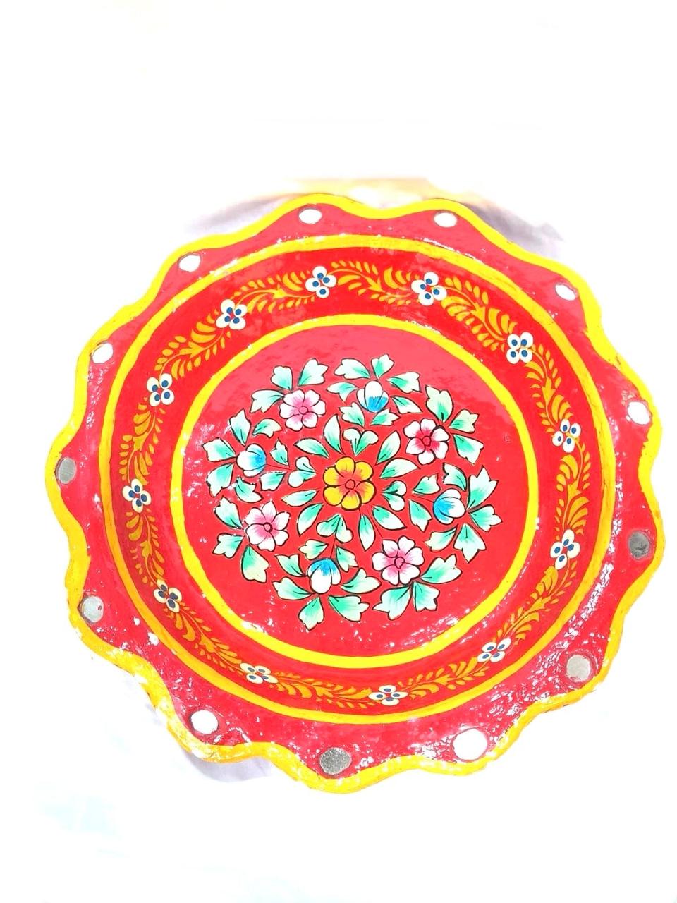 Platter Leaf Floral Orange Paper Mache Exclusive Décor Various Size By Tamrapatra