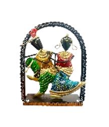 Metal Decorative Radha Krishna Handcrafted Colorful Showpiece By Tamrapatra