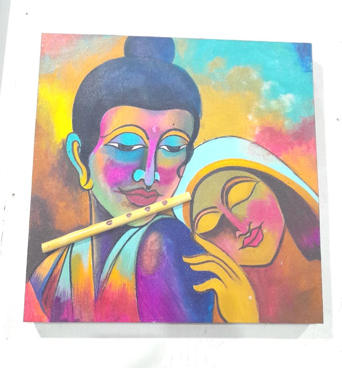 Radha Krishna Canvas Paintings New Arrivals Hand Painted Religious By Tamrapatra