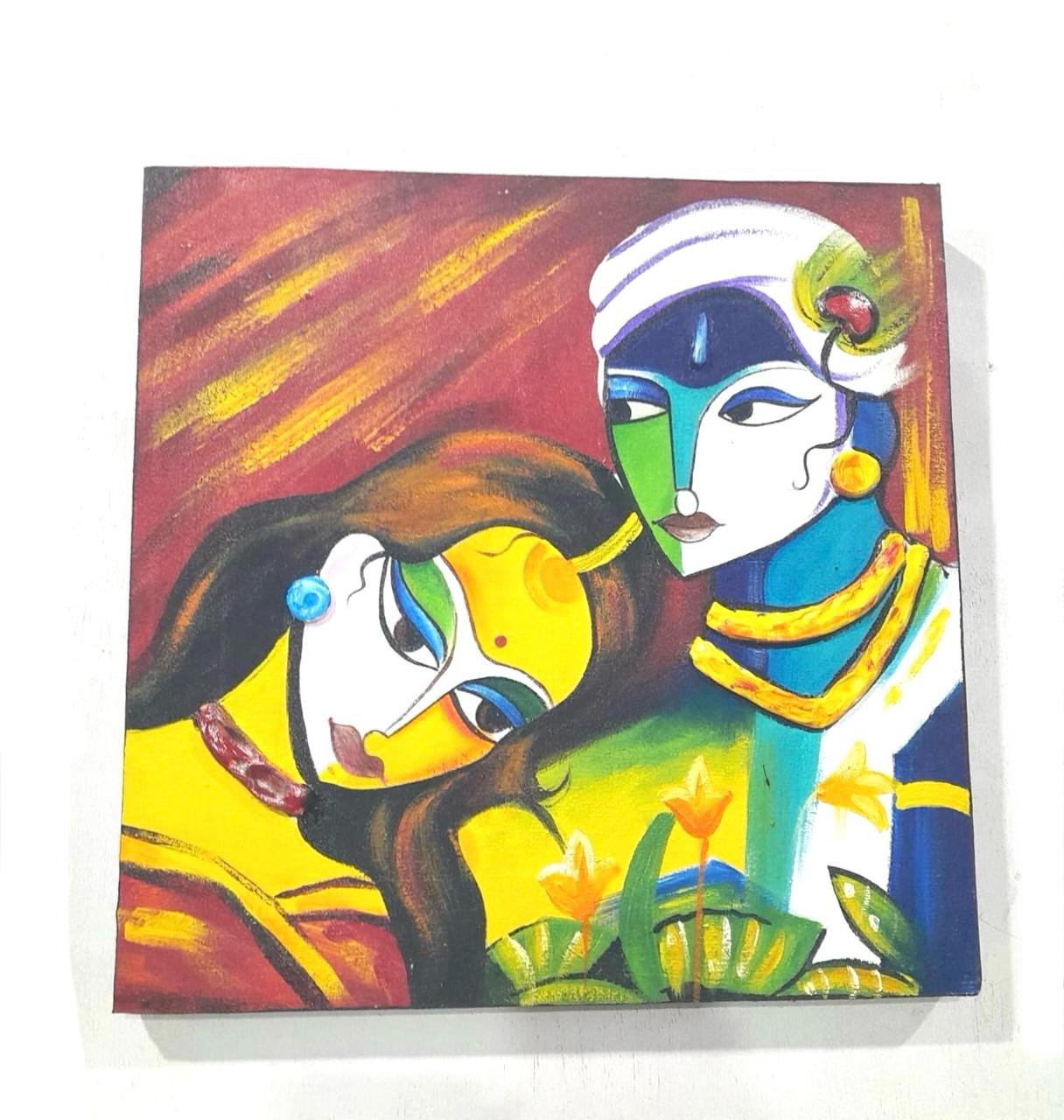 Radha Krishna Canvas Paintings New Arrivals Hand Painted Religious By Tamrapatra