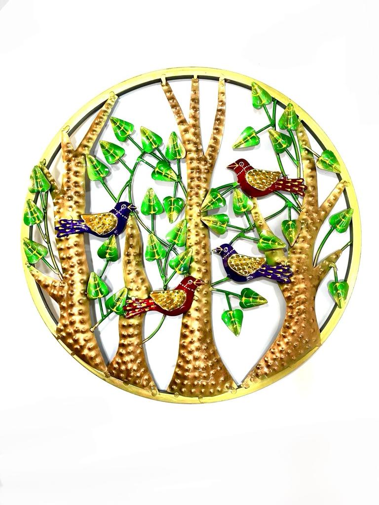 Round Metal Art Birds On Tree Handcrafted Eccentric Beautiful Wall By Tamrapatra