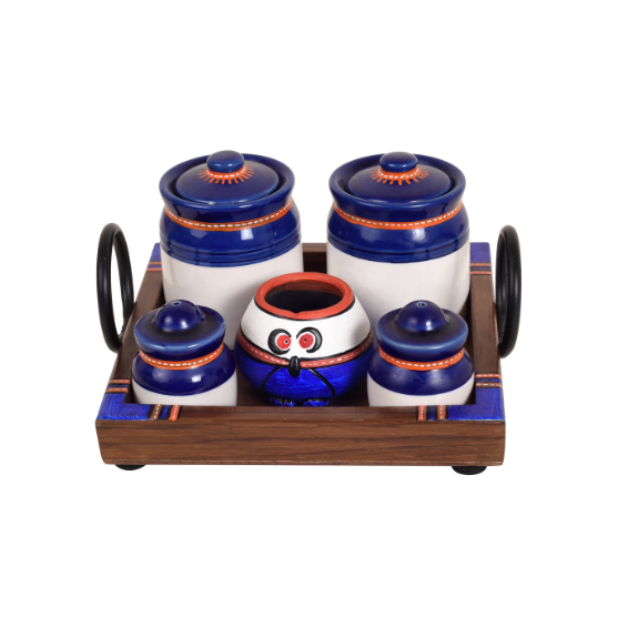 Salt & Pepper Shakers With Toothpick Stand & Pickle Organizer From Tamrapatra