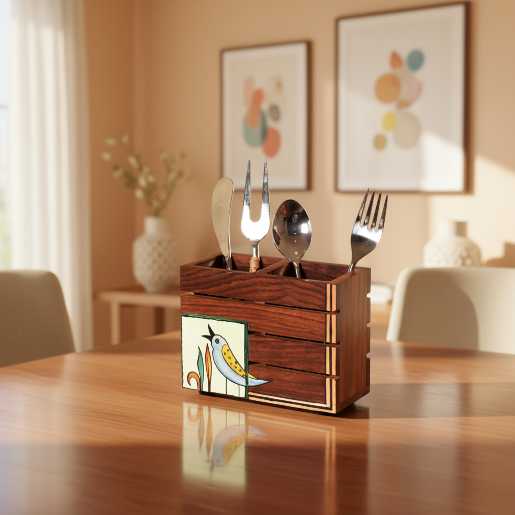 Wooden New Bird Style Hand Painted Multipurpose Utility Holder From Tamrapatra