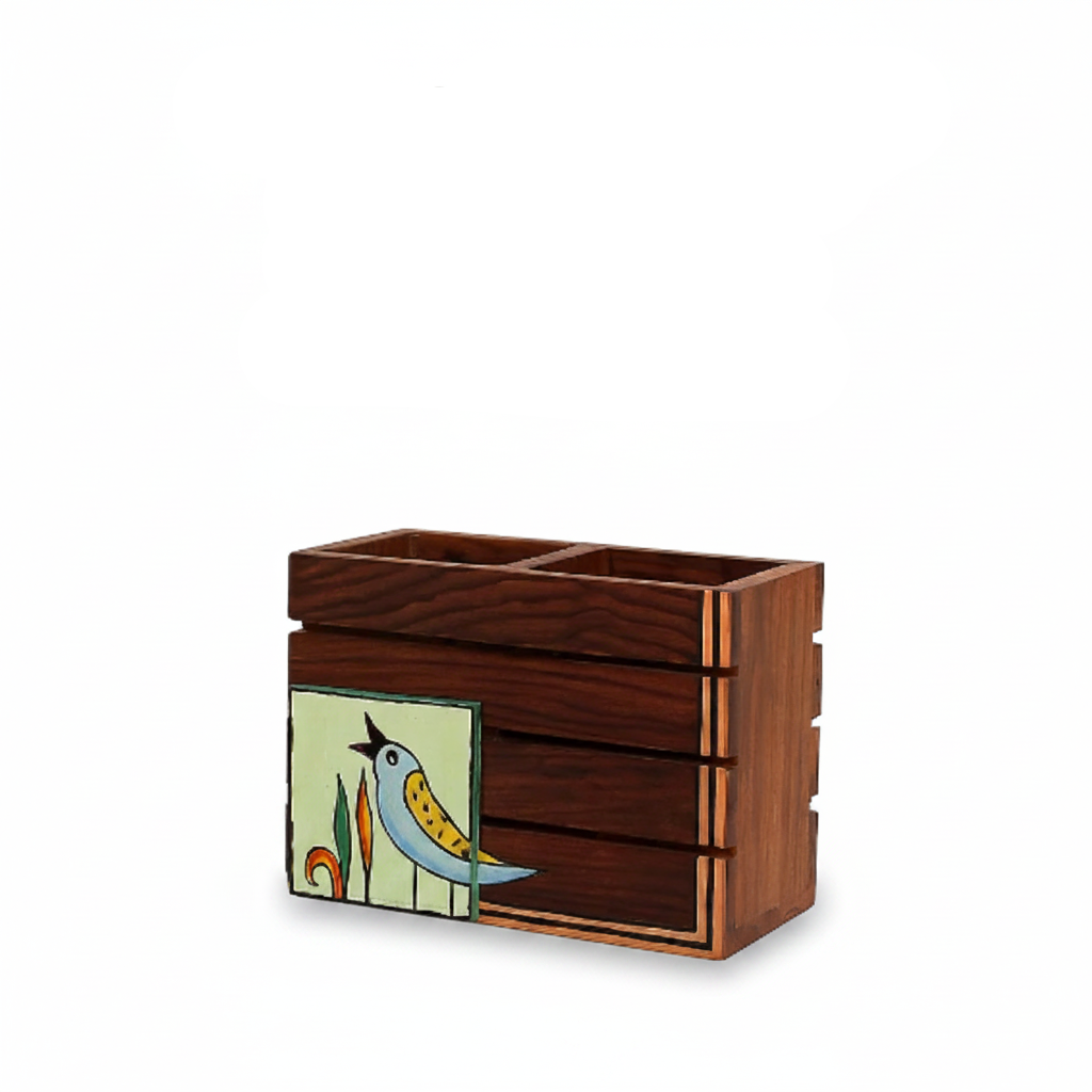 Wooden New Bird Style Hand Painted Multipurpose Utility Holder From Tamrapatra