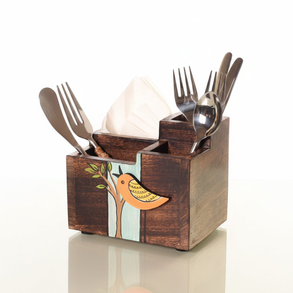 Combo Napkin & Cutlery Holder Floral Designer Utility For Home By Tamrapatra