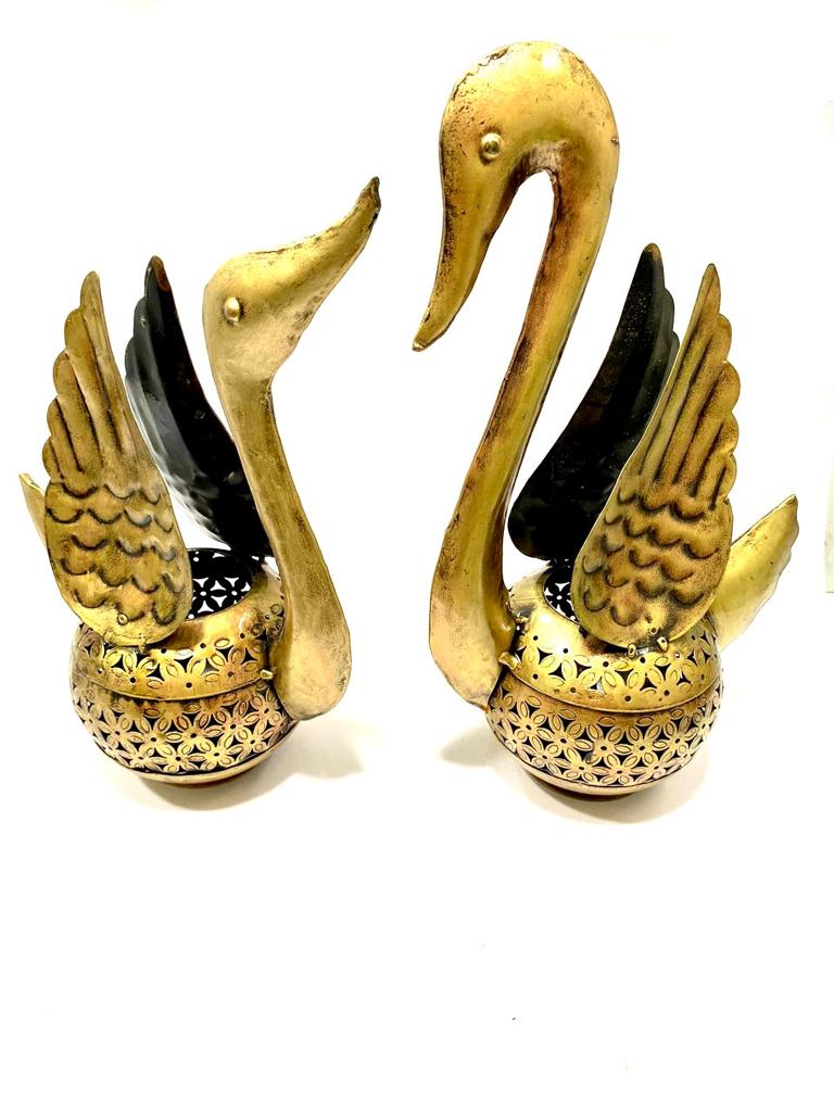 Swan Pair Lucky Vastu In Wide Range Of Metal Tealight Holder Gifts By Tamrapatra