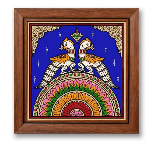 Birds Theme Tanjore Reverse Glass Paintings Frame In Various Designs By Tamrapatra