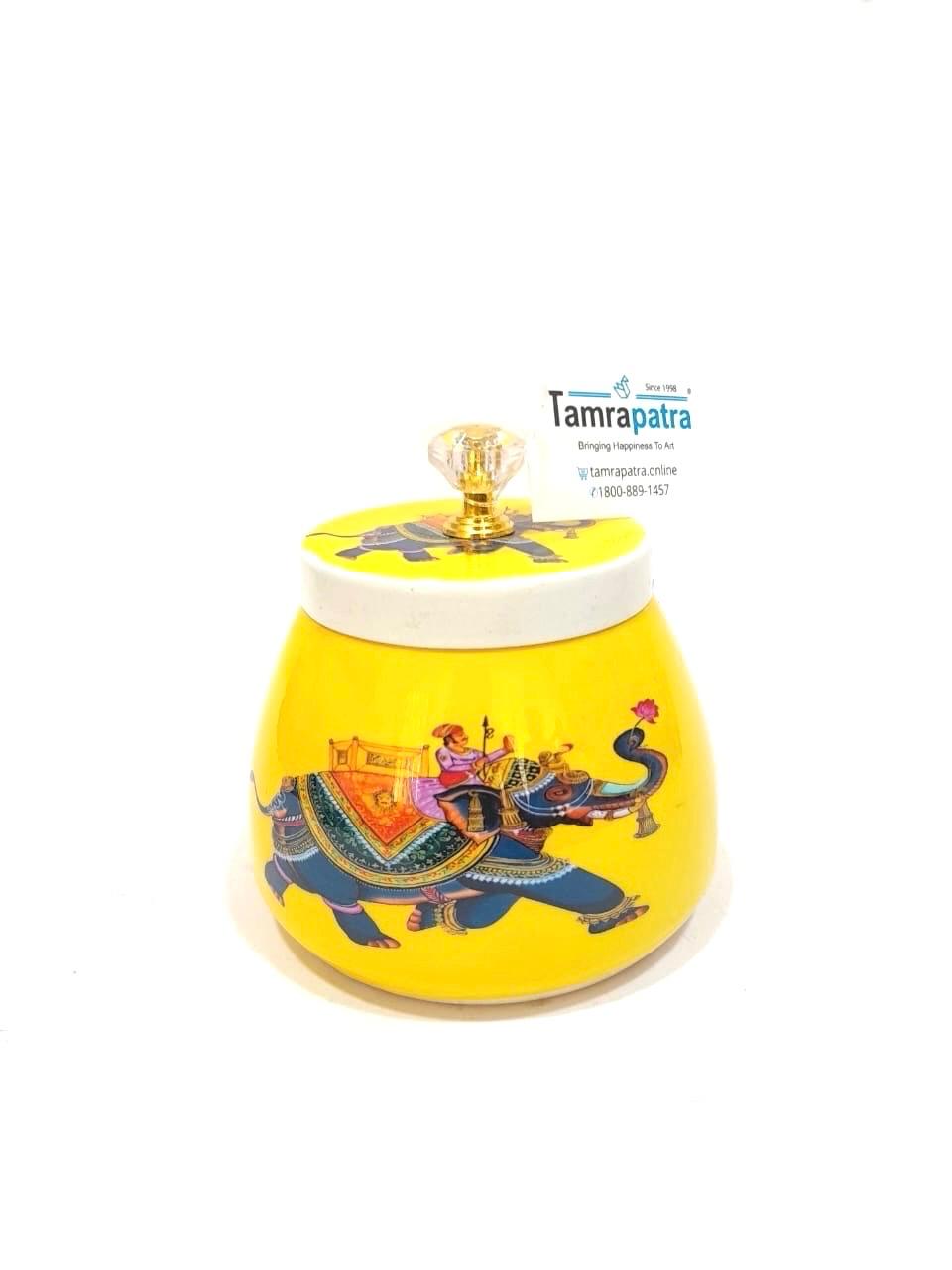 Storage Jars In Various Designs With Attractive Handle Metal Art By Tamrapatra