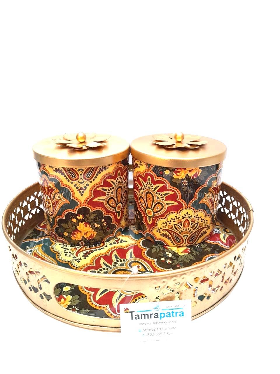 Platter With Jar Set In New Designs Metal Handcrafted Home Utility From Tamrapatra