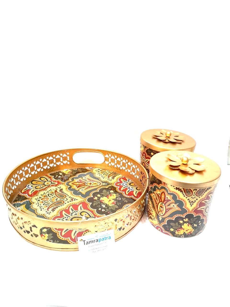 Platter With Jar Set In New Designs Metal Handcrafted Home Utility From Tamrapatra