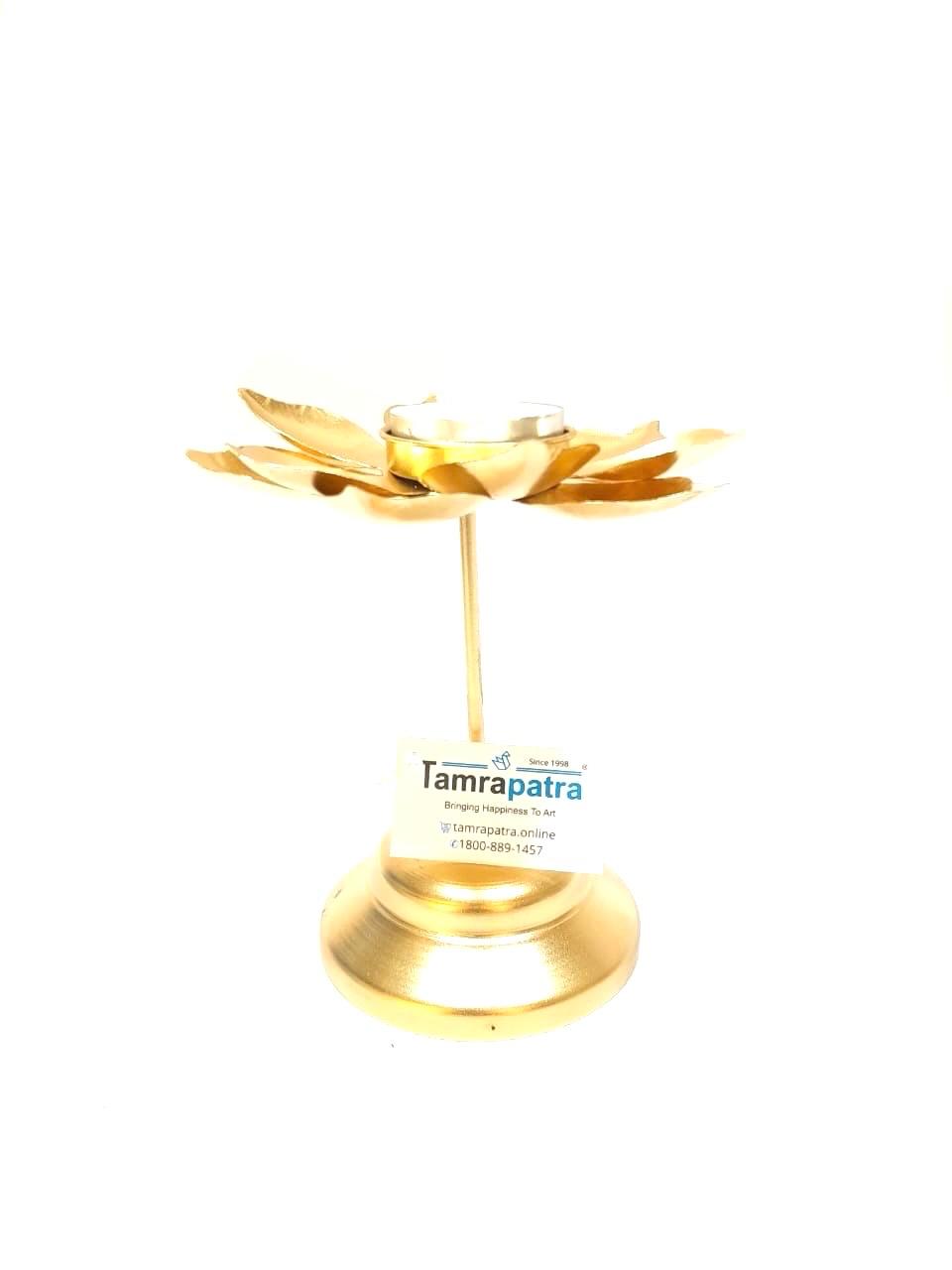 Lotus Tealight Holder Stand Beautiful Artwork Collection Metal Handicraft Tamrapatra