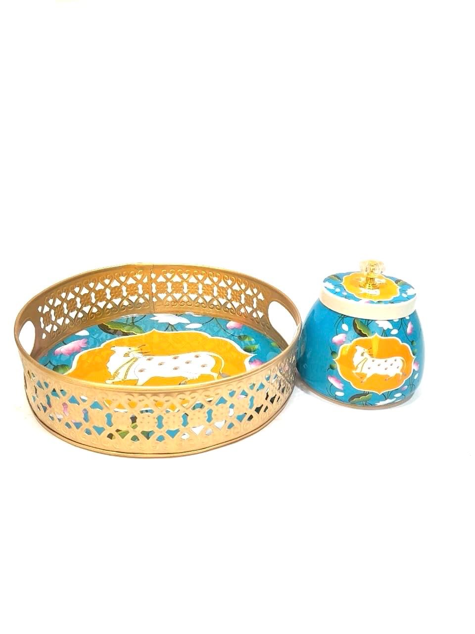 Platter With Jar Set In New Designs Metal Handcrafted Home Utility From Tamrapatra