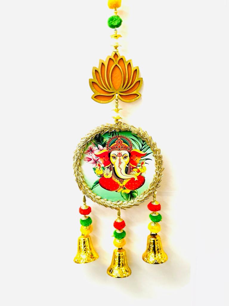 Ganesh Hangings With Bells Exclusive Home Décor Lotus Set of 2 From Tamrapatra