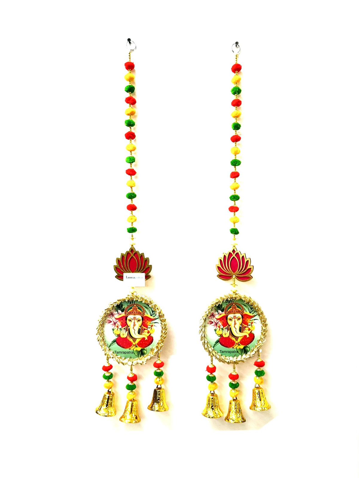 Ganesh Hangings With Bells Exclusive Home Décor Lotus Set of 2 From Tamrapatra