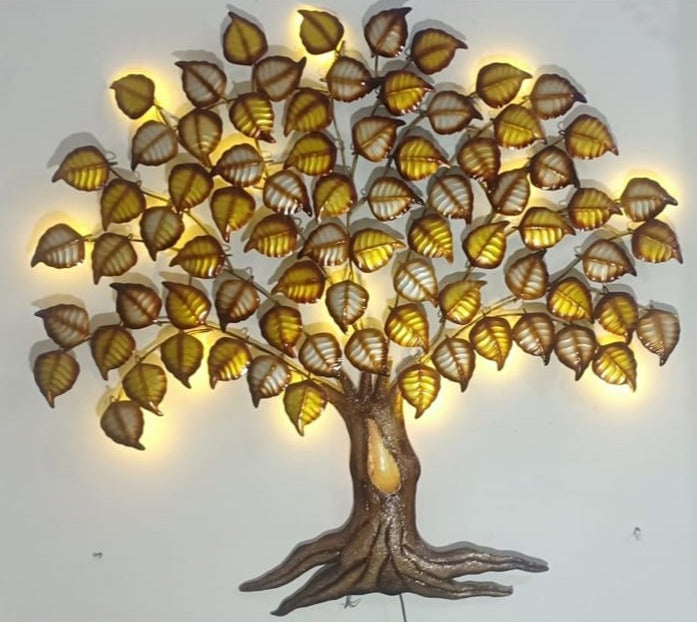 Leaf Metal Wall Art Golden LED Urban Designs Exclusive Ideas By Tamrapatra