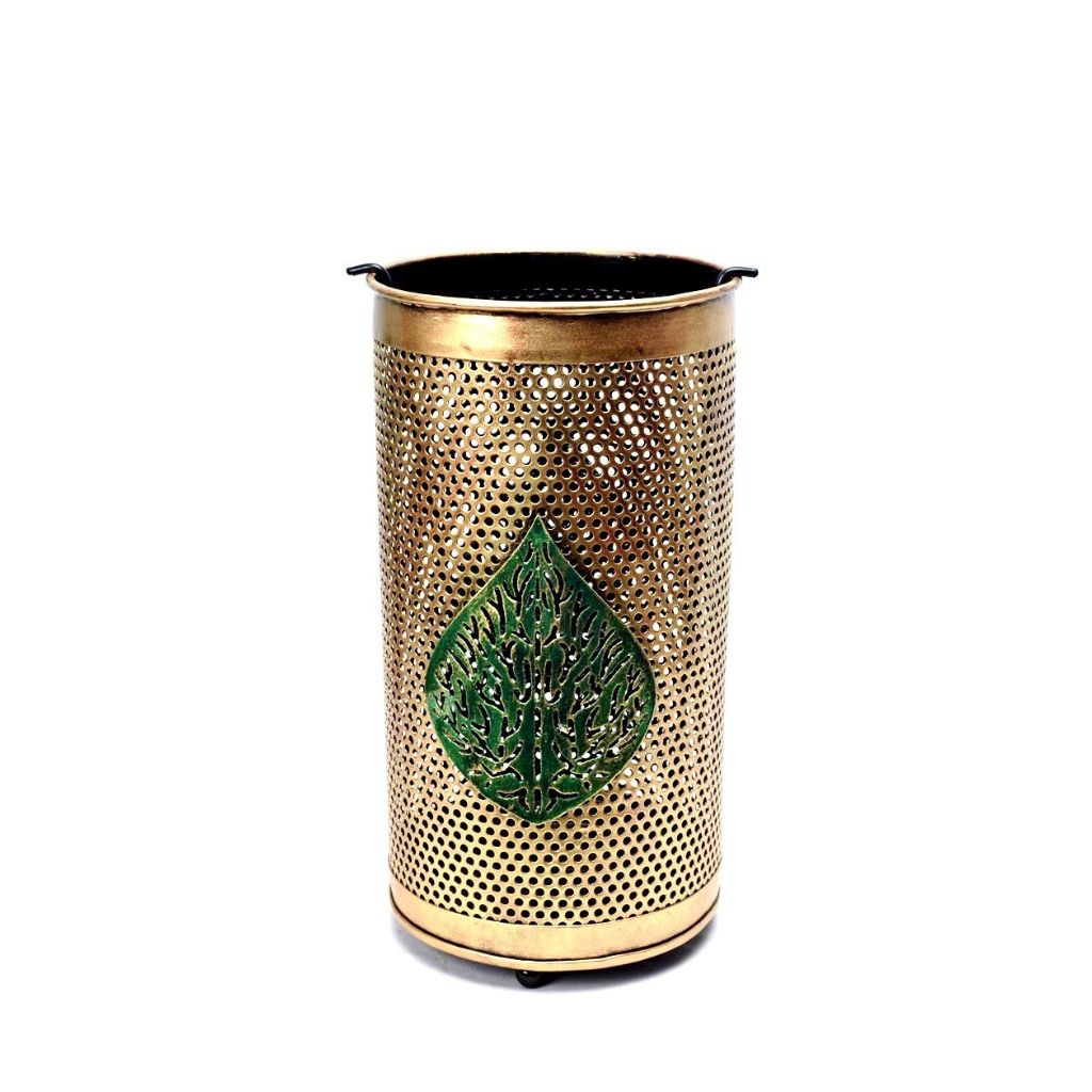 Metal Carving Leaf Style Candle Holder Decorative Lightings Tamrapatra