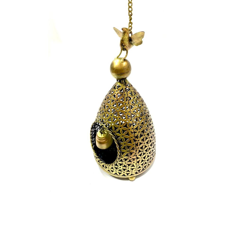 Bird Sitting On Hanging Lanterns Metal Artware  New In Store With Bell Tamrapatra