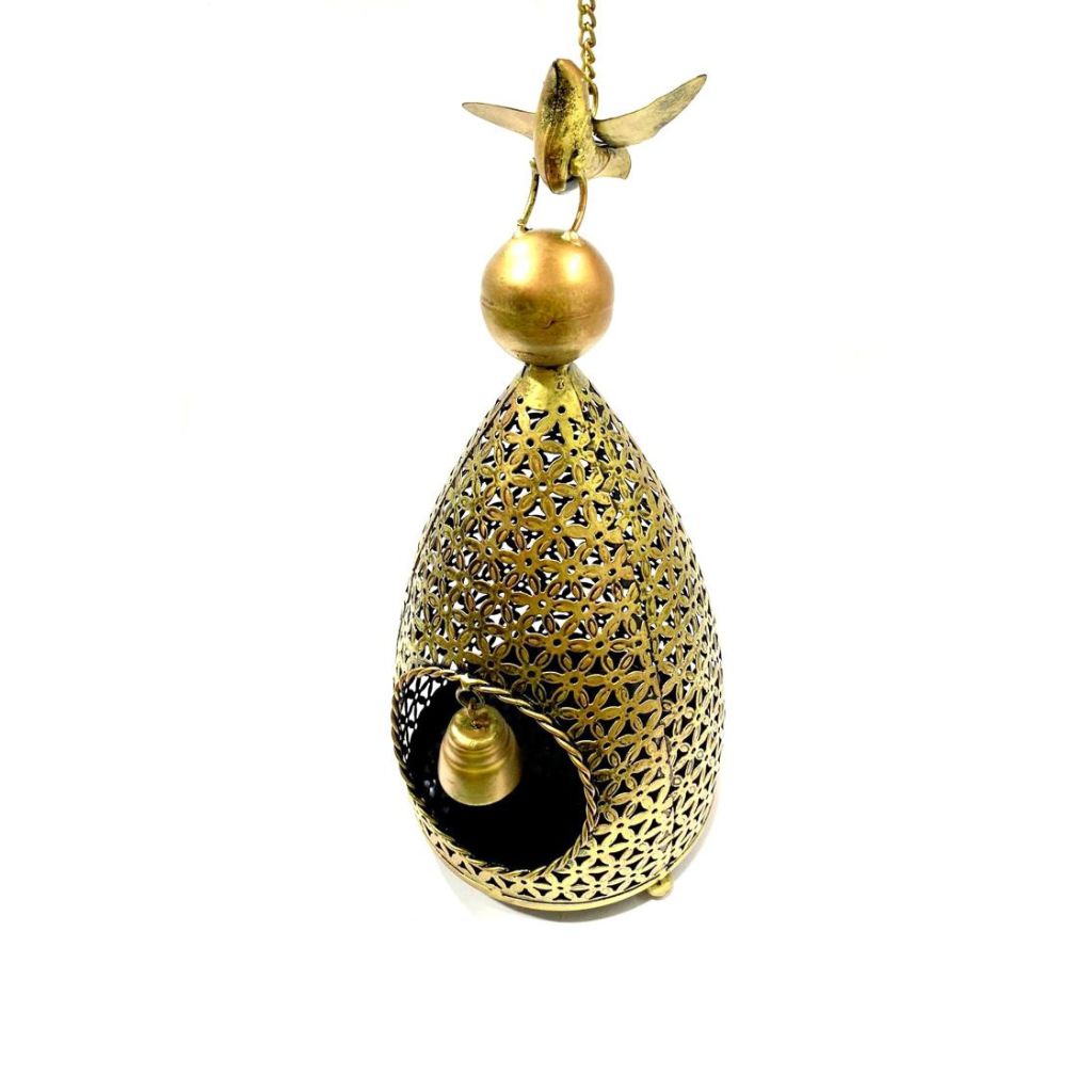 Bird Sitting On Hanging Lanterns Metal Artware  New In Store With Bell Tamrapatra