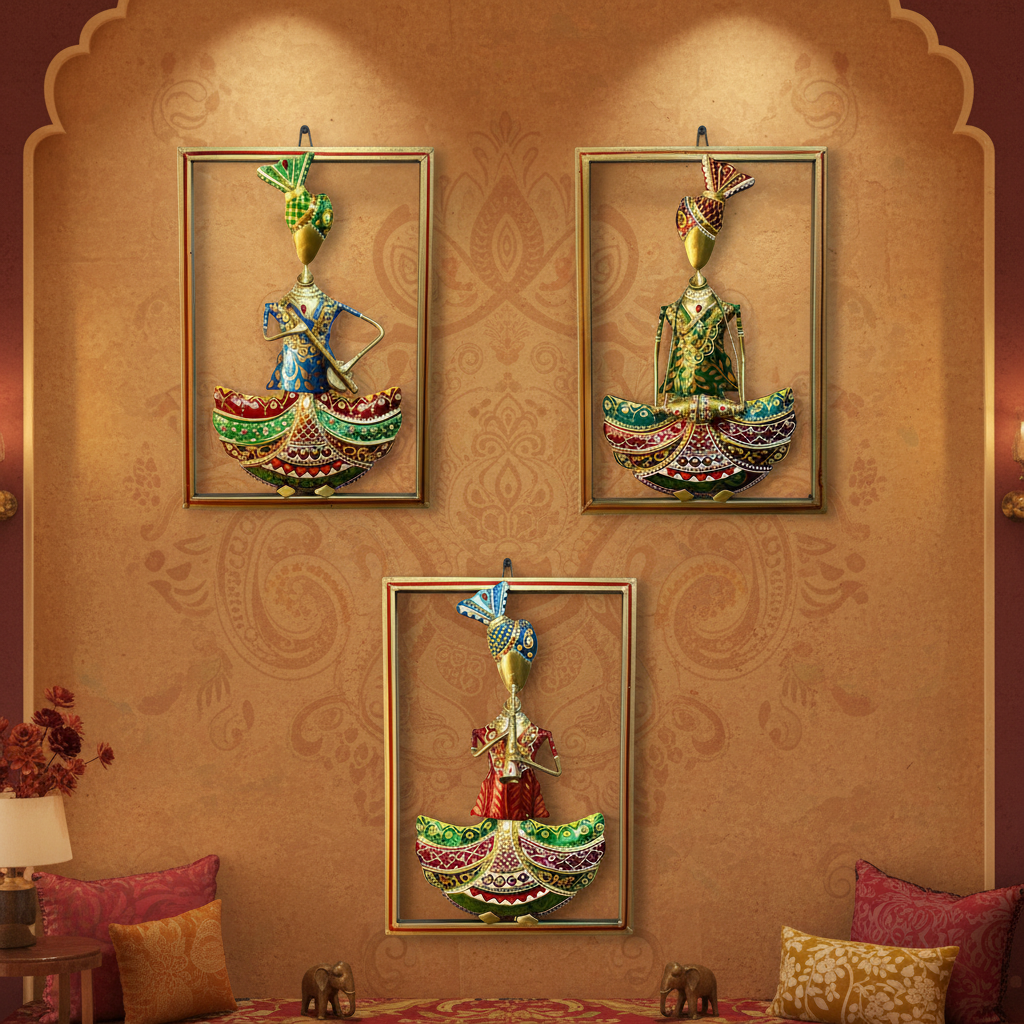 Single Musician Frame Playing Various Instruments Handcrafted By Tamrapatra - Tamrapatra
