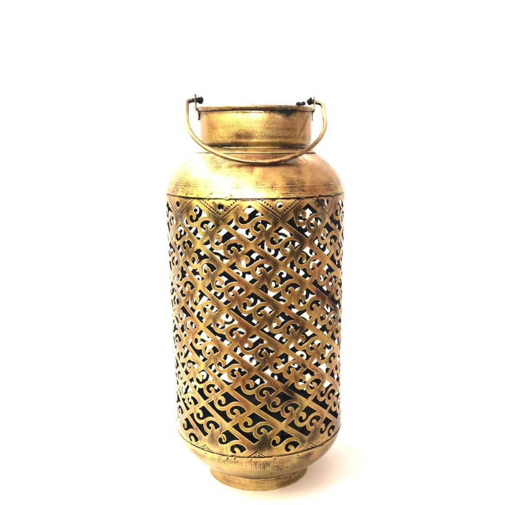 Bottle Shaped Tea Light Holder Hanging Metal Decor Vase Handcrafted Tamrapatra