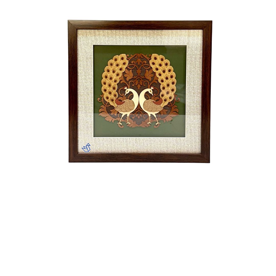 Peacock Bird Handcrafted Wooden 3D Design Art Frame Home Décor By Tamrapatra