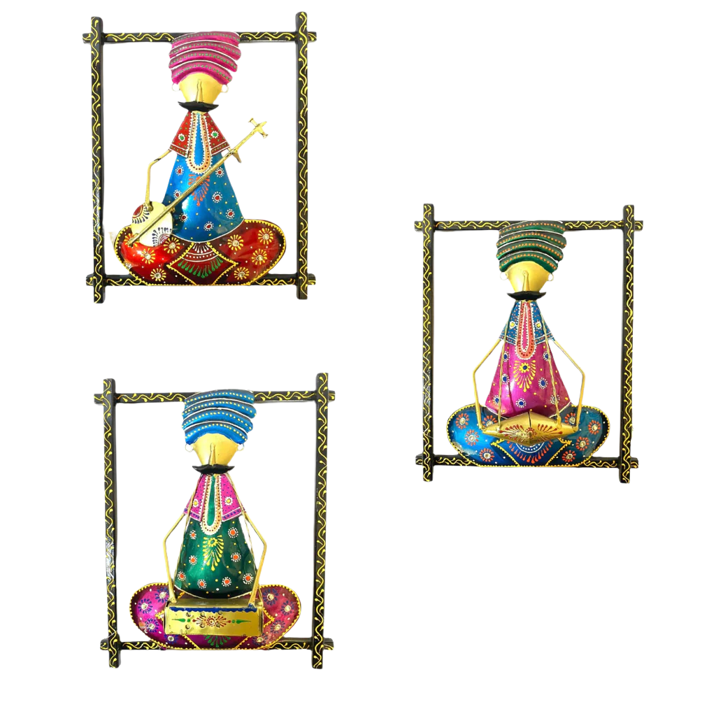 Metal Art Much Doll Traditional Man Playing Instruments Artistic From Tamrapatra
