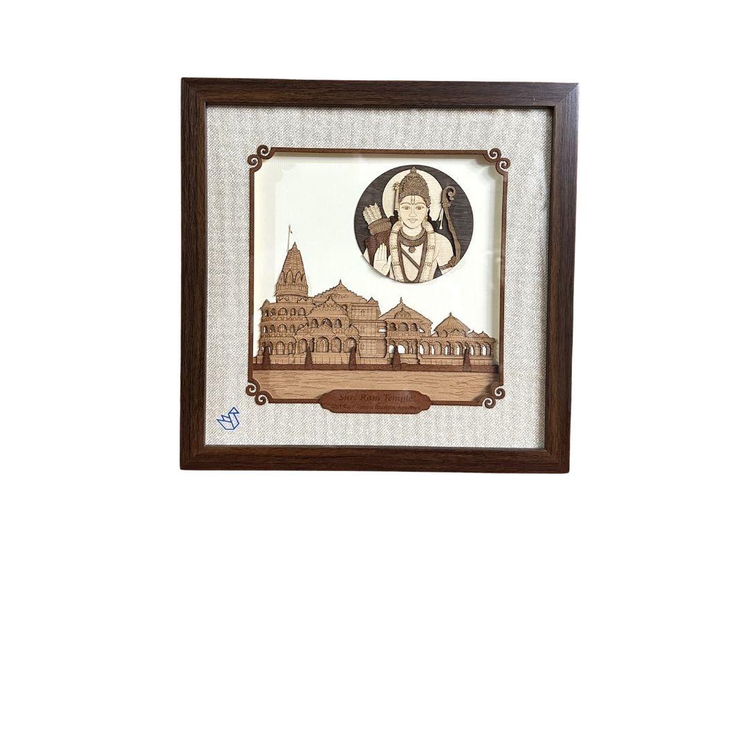 Shri Ram Temple Ayodhya With Lord Ram In 3D Wooden Art Frame By Tamrapatra