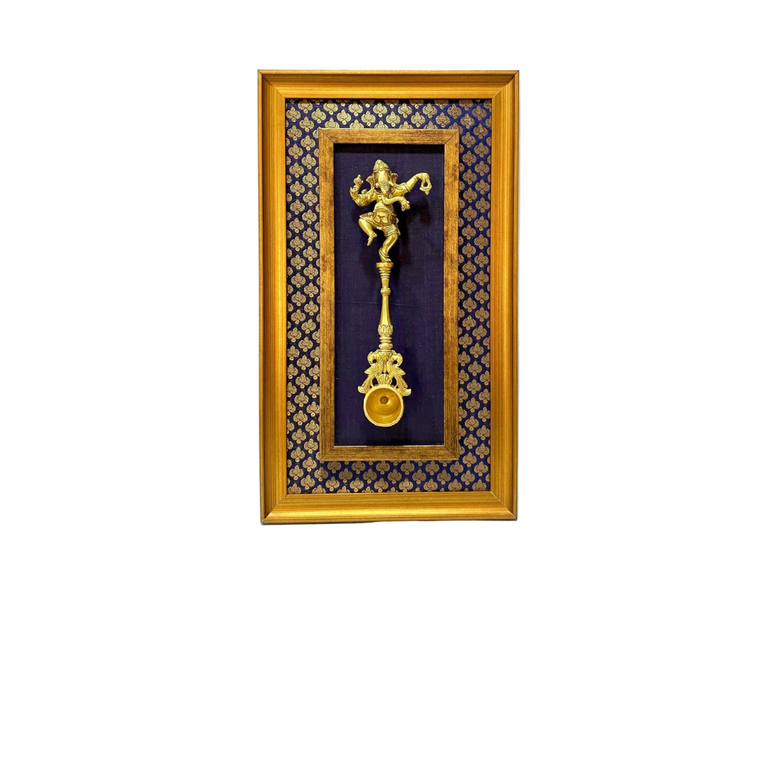 Brass Dancing Ganesh With Vibrant Background & Wall Frames By Tamrapatra