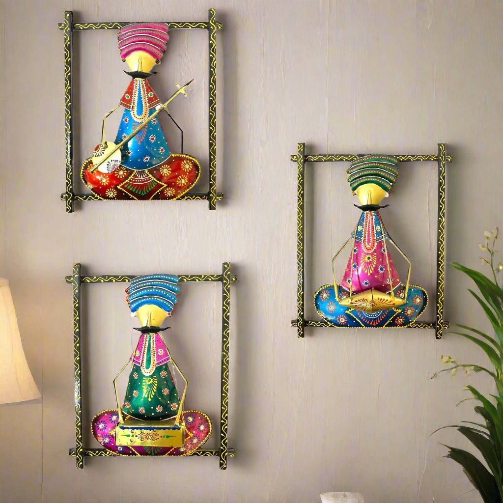 Metal Art Much Doll Traditional Man Playing Instruments Artistic From Tamrapatra