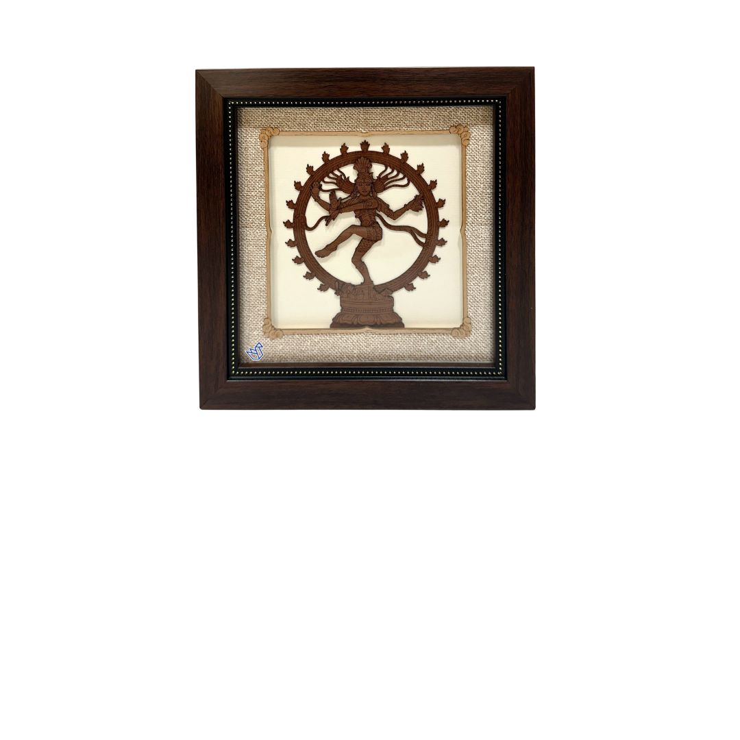 Natraj God Shiva "The Divine Cosmic Dancer" Wooden Art Wall Frame By Tamrapatra