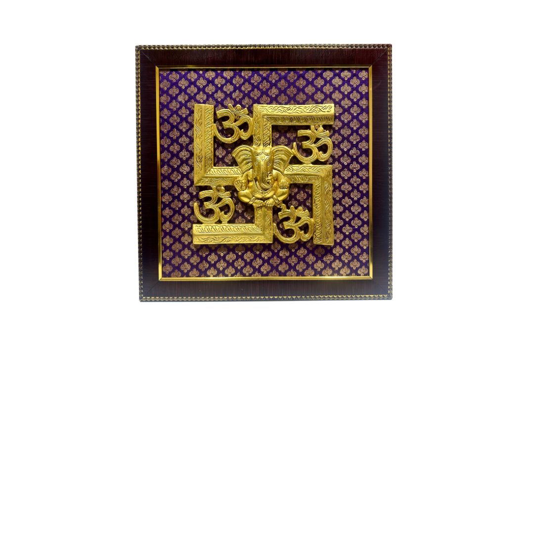 Swastika Ganesha Brass Frame Premium Luxury Collection Handmade By Tamrapatra