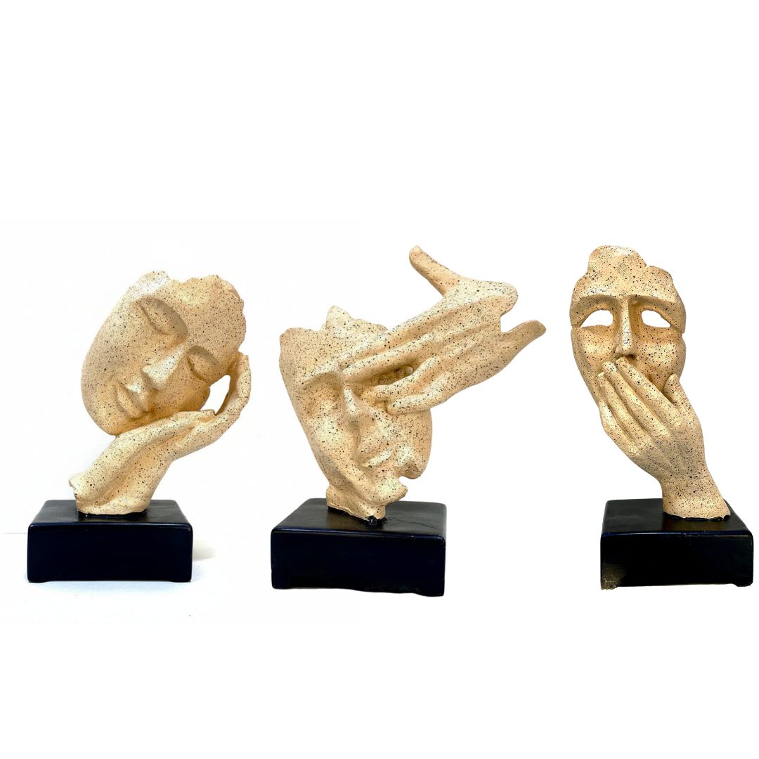 Resin Art Series Man Statue Face Sculpture Modern Art Set Of 3 By Tamrapatra - Tamrapatra
